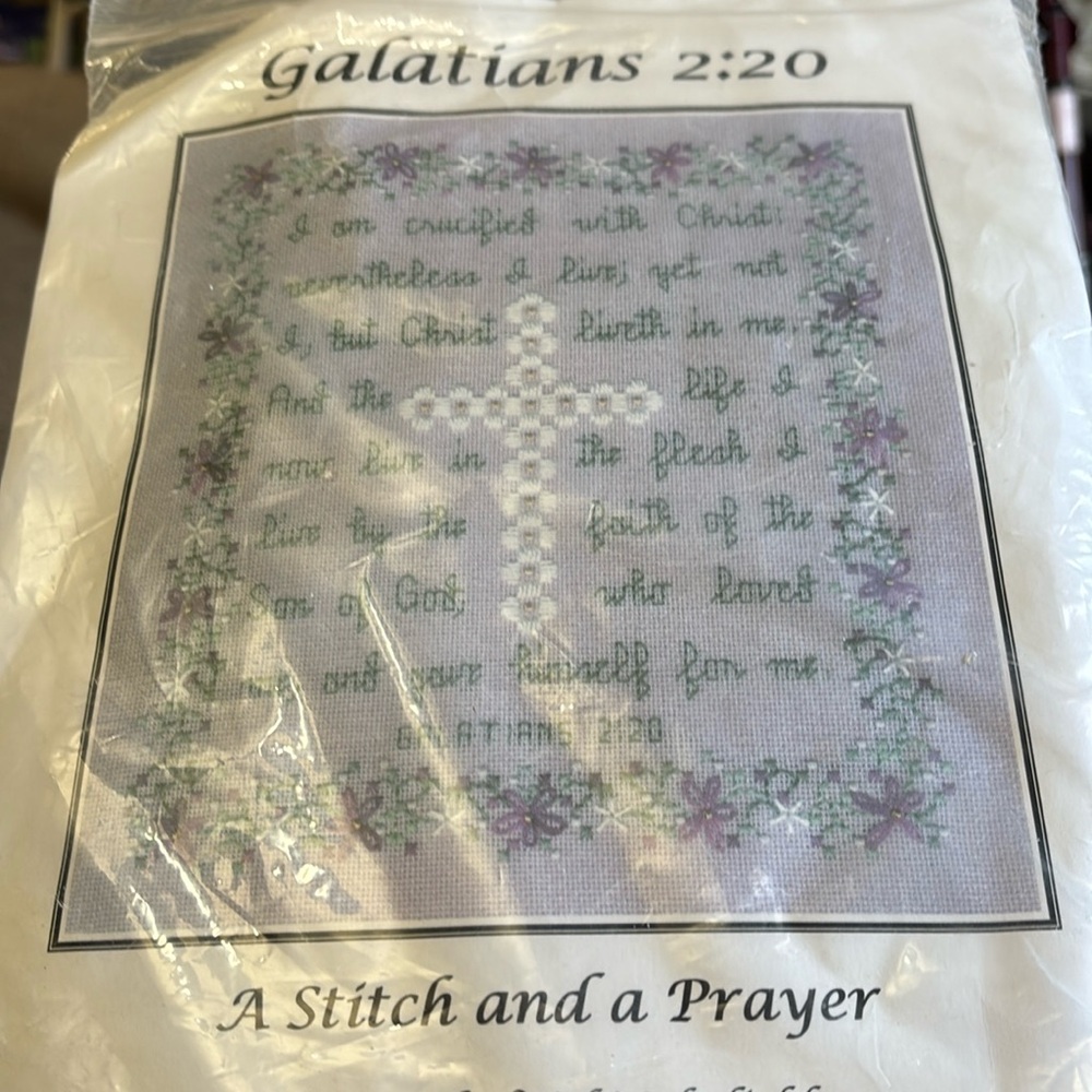 Galatians 2:20 Cross Stitch Kit FINISHED and pattern.